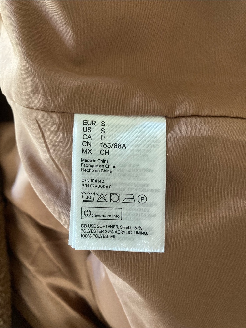H&M | Cozy Women’s Teddy Coat in Camel - Picture 7 of 7